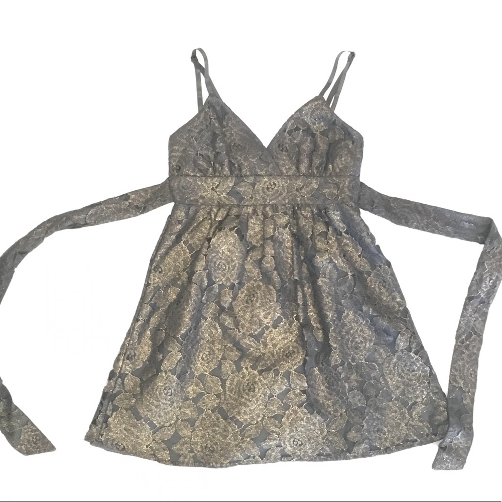 Shimmery gold/black lace dress